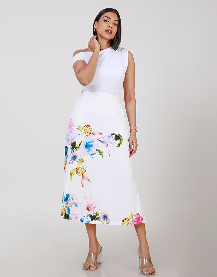 Printed Midi Skirt with Pockets