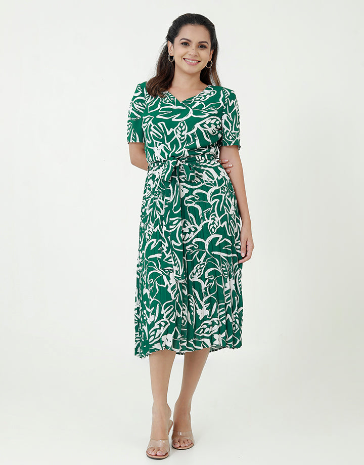 Printed Permanent Pleated Dress
