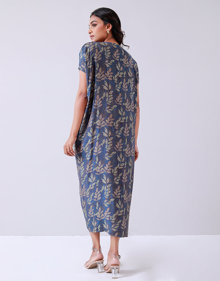 Printed Ruched Front Kaftan Dress