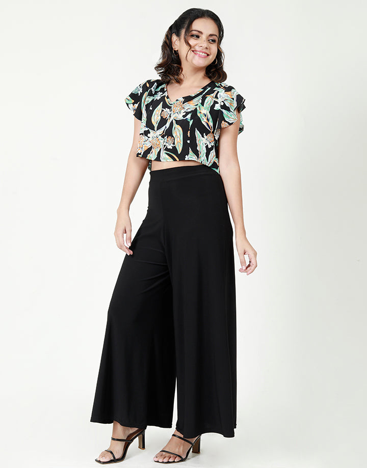 Printed Short Sleeve Crop Top