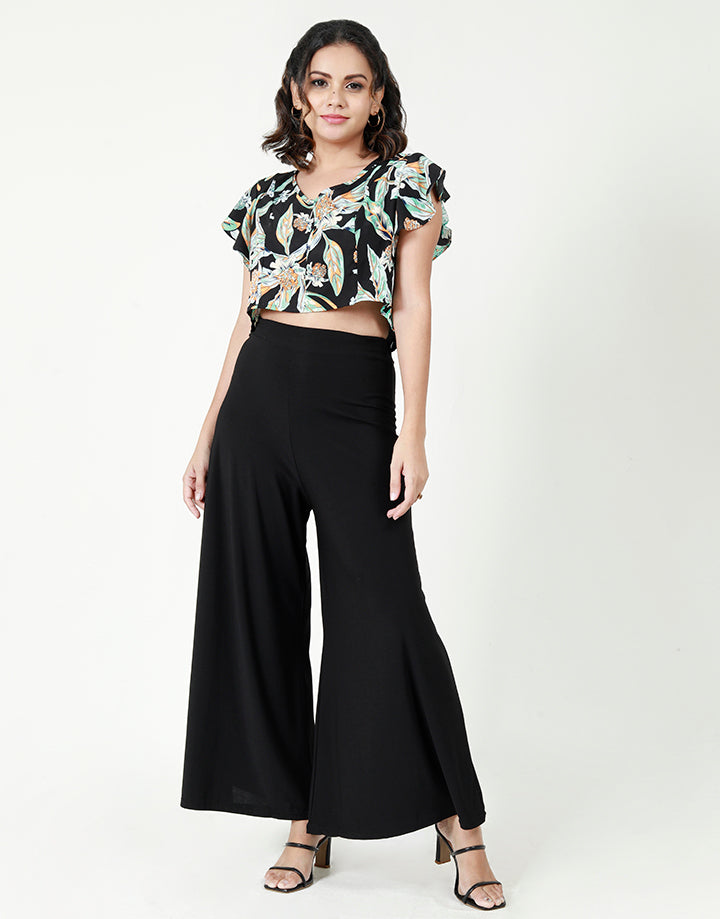 Printed Short Sleeve Crop Top