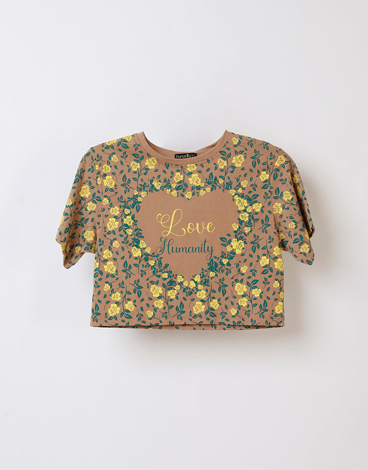 Printed Short Sleeves Crop Top