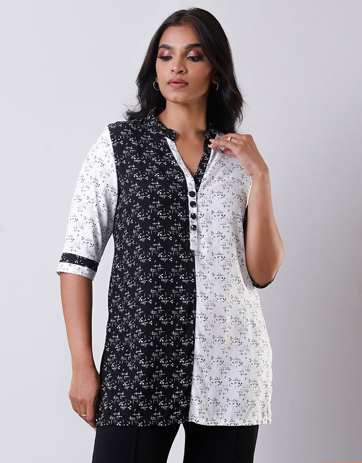 Printed Side Slit Kurtha with ¾ Sleeves