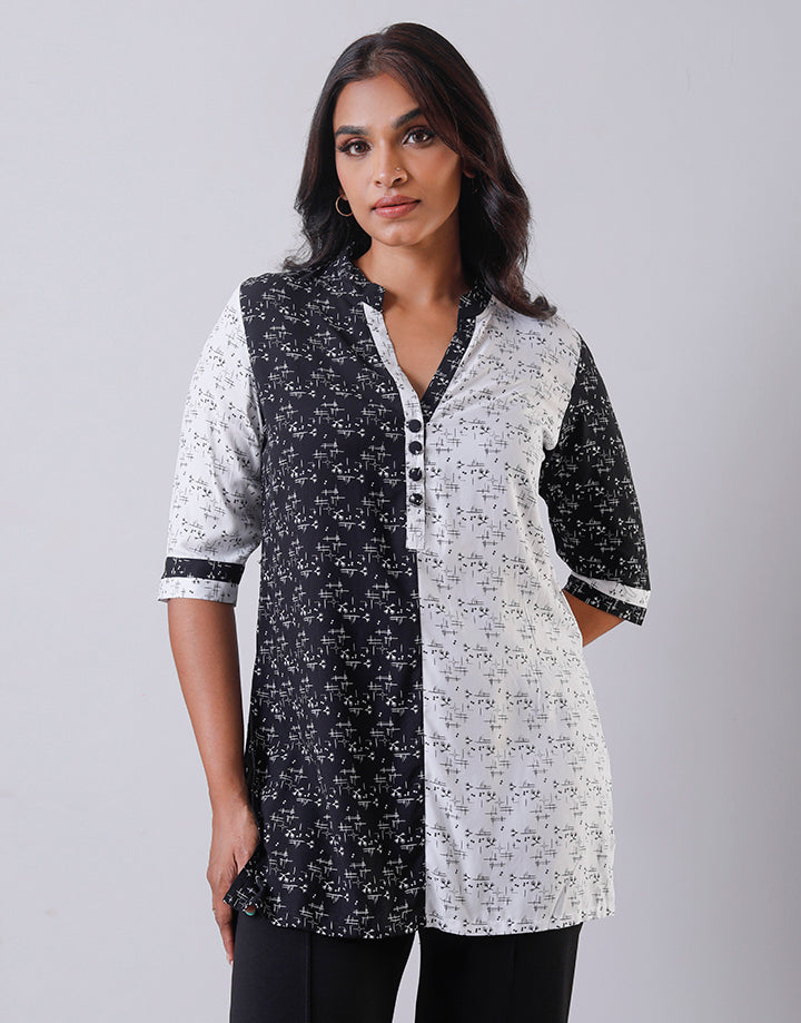 Printed Side Slit Kurtha with ¾ Sleeves