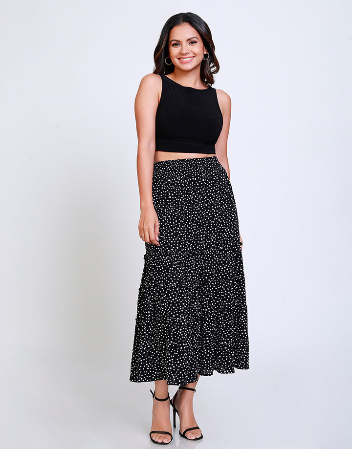 Printed Tiered Midaxi Skirt