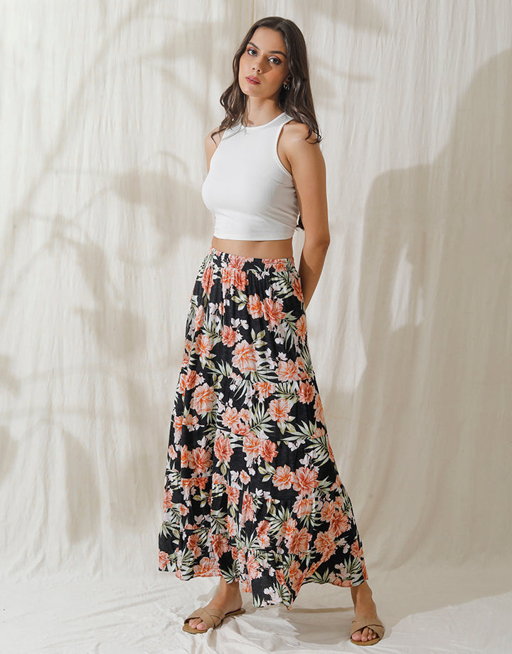 Printed Tiered Skirt