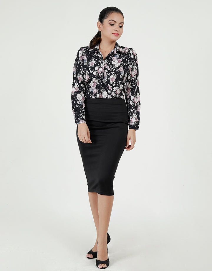Printed long Sleeves Blouse with Collar