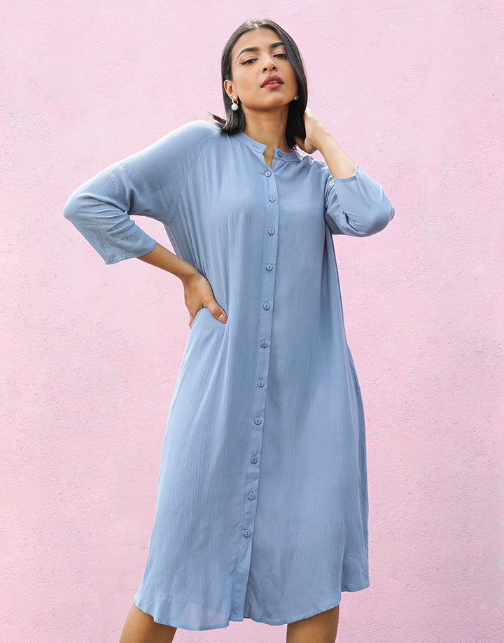 Raglan Sleeve Button Up Dress