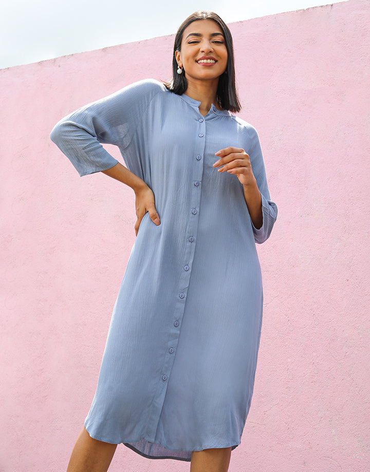 Raglan Sleeve Button Up Dress