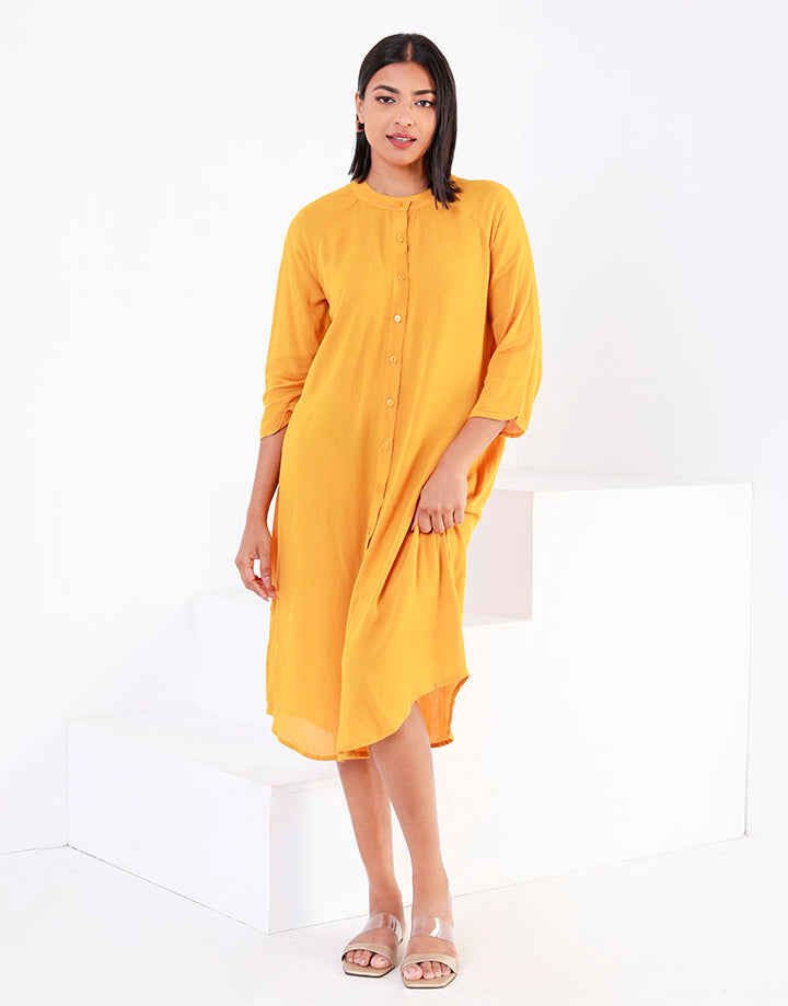 Raglan Sleeve Button Up Dress