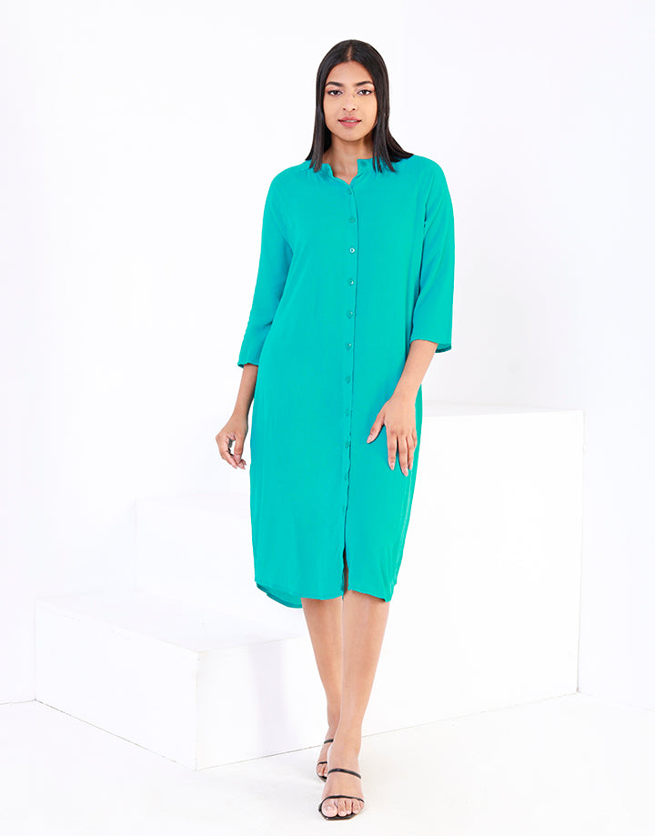 Raglan Sleeve Button Up Dress