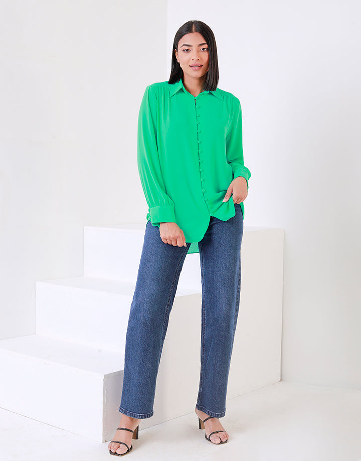 Regular Fit Blouse with High-Low Hem