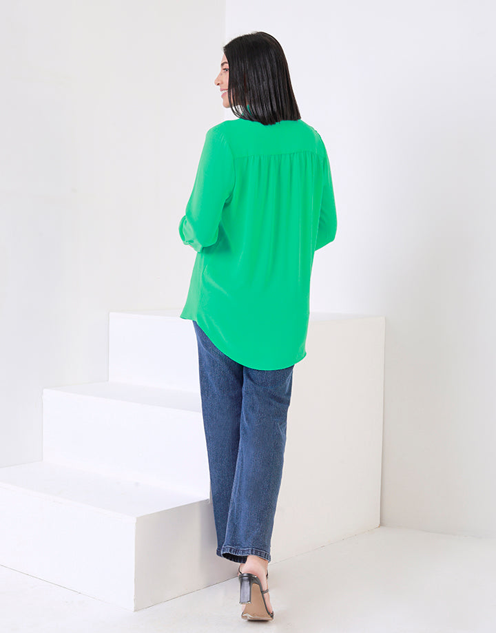 Regular Fit Blouse with High-Low Hem