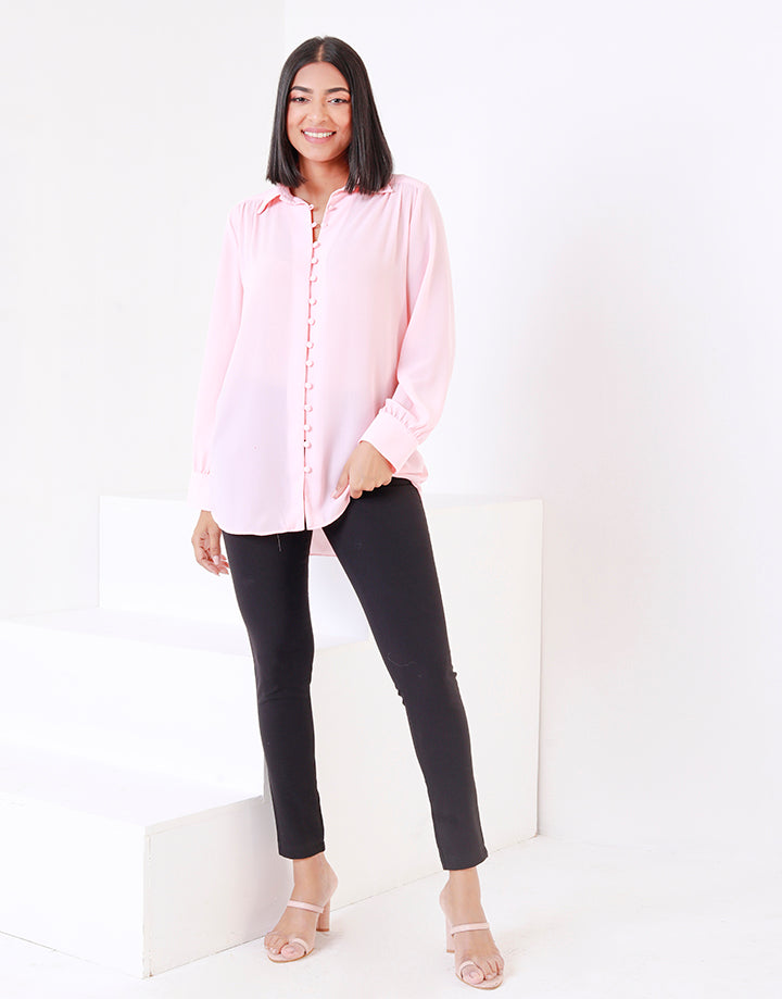 Regular Fit Blouse with High-Low Hem