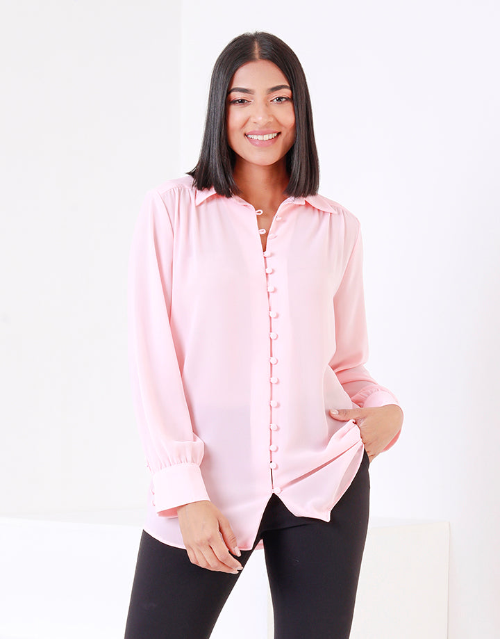 Regular Fit Blouse with High-Low Hem