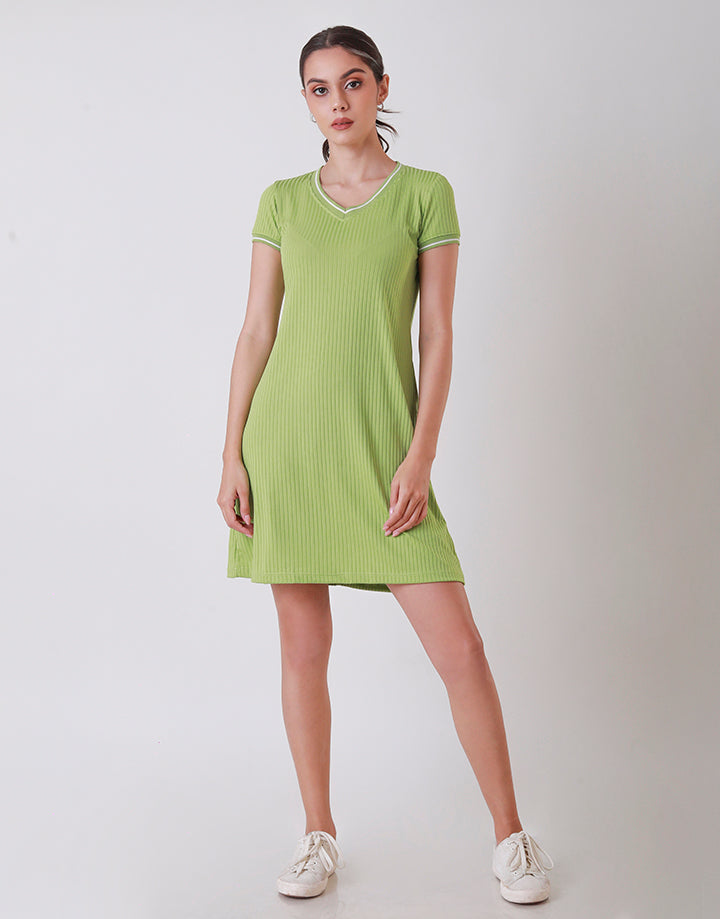 Ribbed Trim T-Shirt Dress