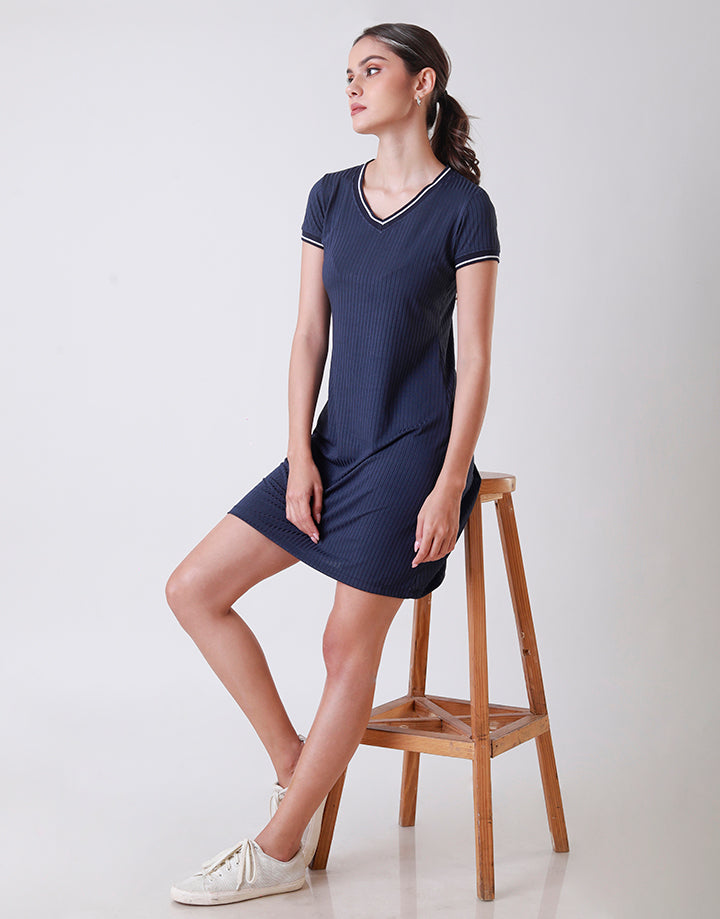 Ribbed Trim T-Shirt Dress