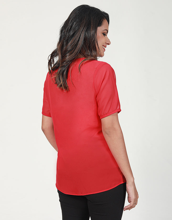 Round Neck Blouse with Short Sleeves