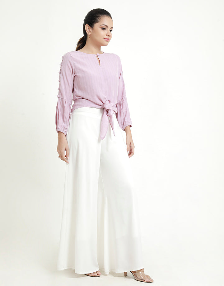 Round Neck Blouse with ¾ Sleeves