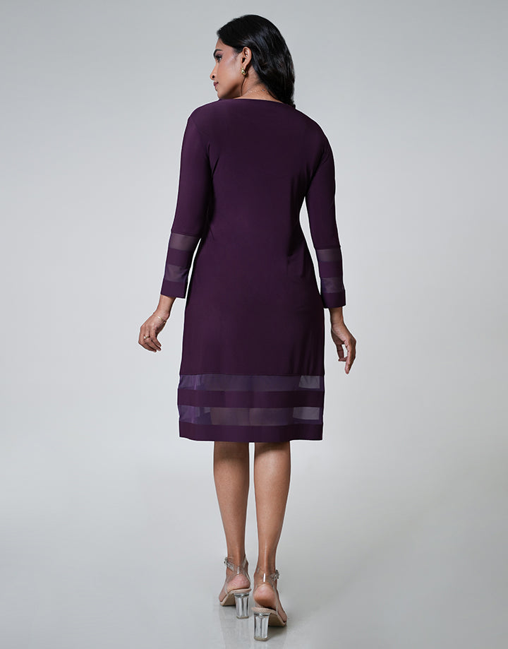 Round Neck Dress with Contrast Mesh