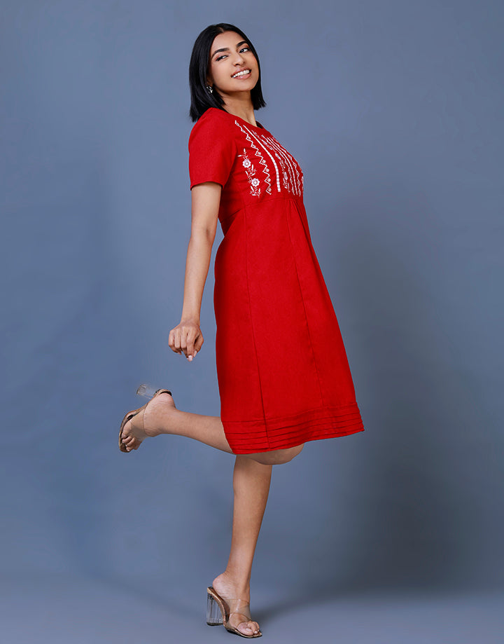 Round Neck Embroidered Dress