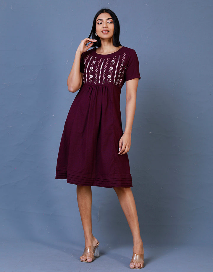 Round Neck Embroidered Dress