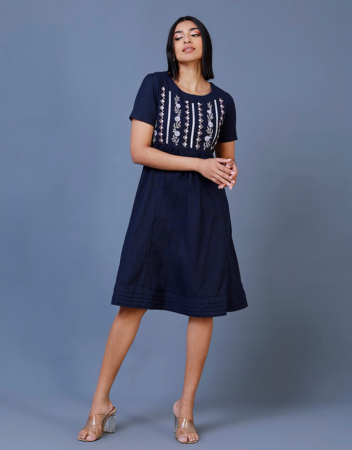 Round Neck Embroidered Dress