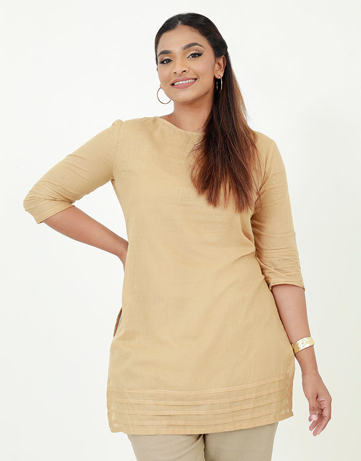 Round Neck Kurtha with Pintucks