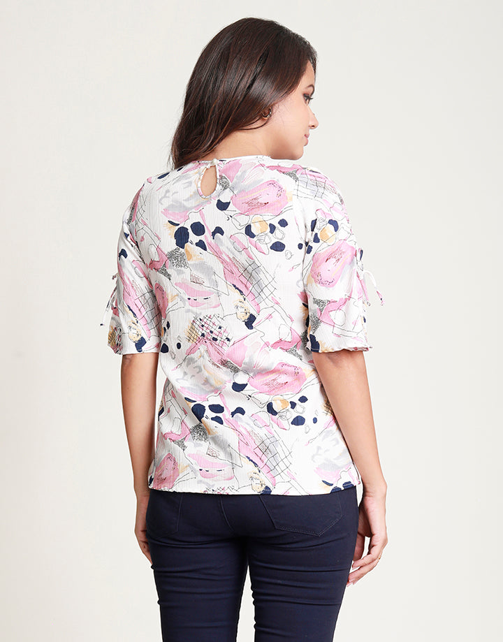 Round Neck Printed Top