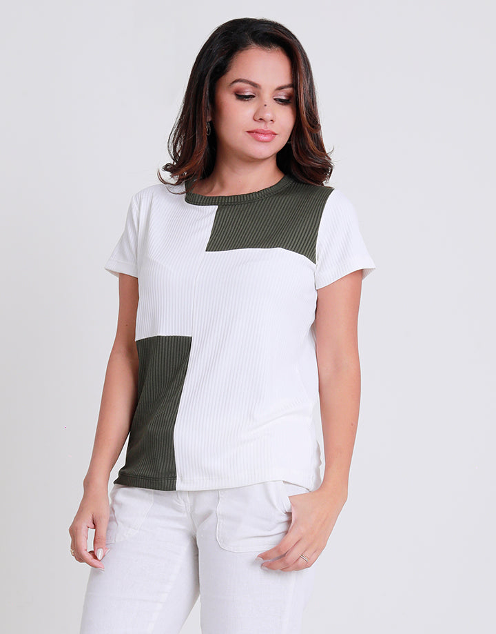 Round Neck T-Shirt with Colour Block