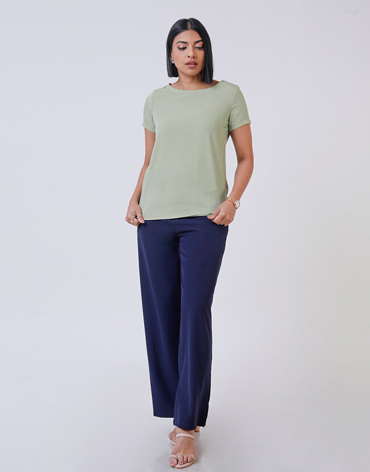 Round Neck Top with Back Keyhole