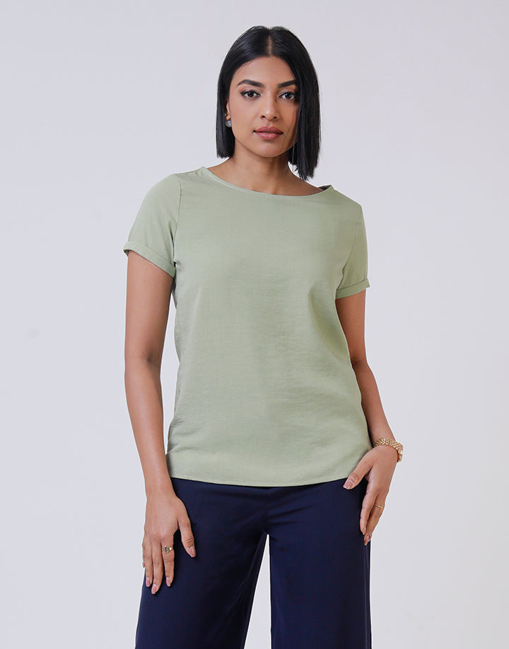 Round Neck Top with Back Keyhole