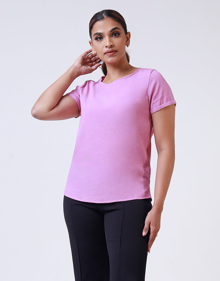 Round Neck Top with Back Keyhole