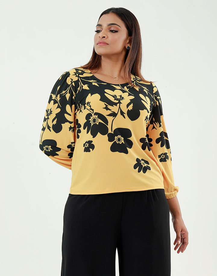 Round Neck Top with Placement Print
