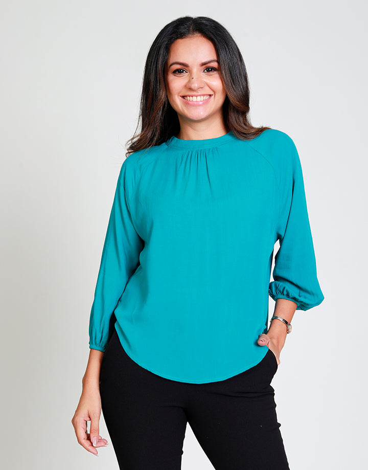Round Neck Top with Raglan Sleeves
