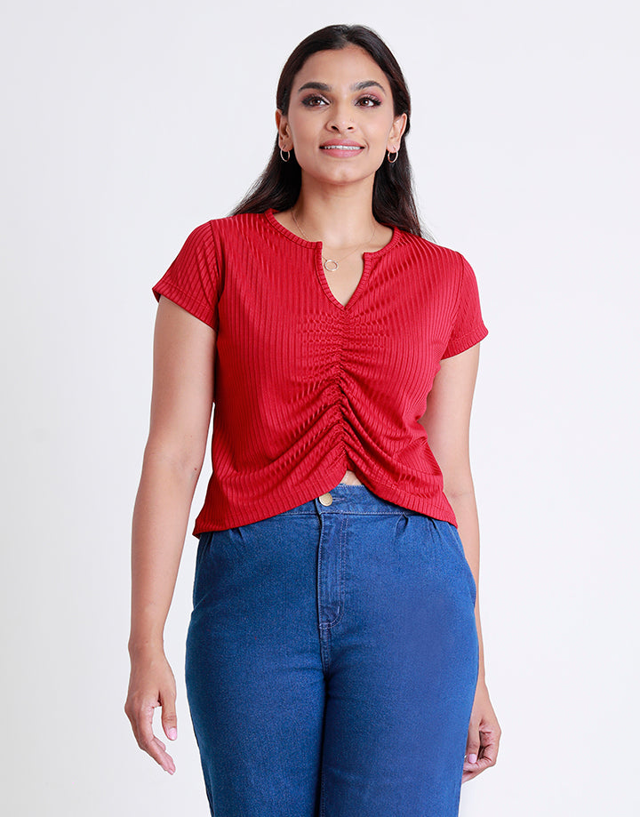 Ruched Short Sleeves Crop Top