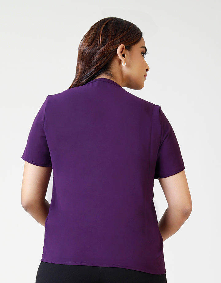 Short-Sleeve Blouse with Pintuck Details