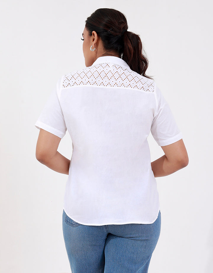 Short Sleeve Blouse with Embroidery