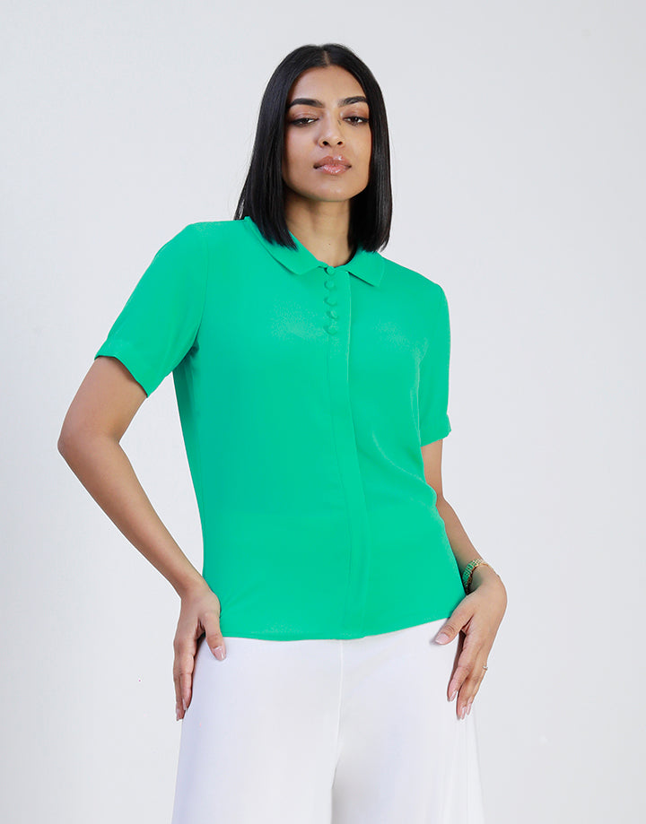 Short Sleeve Top with Front Buttons