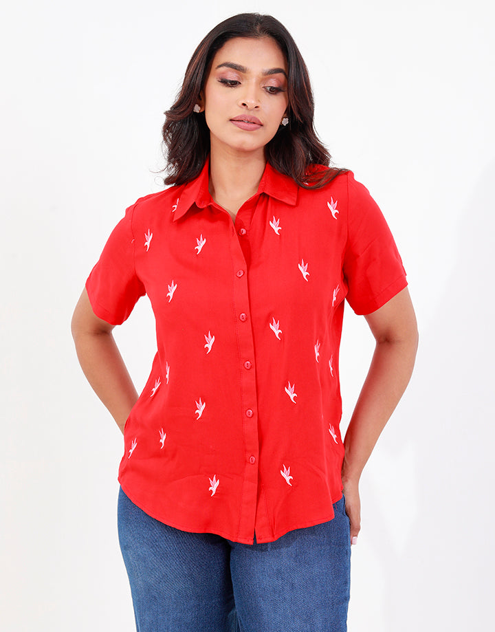 Short Sleeves Blouse with Embroidery