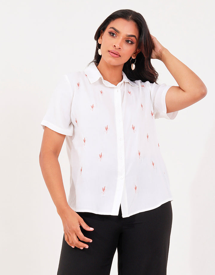 Short Sleeves Blouse with Embroidery