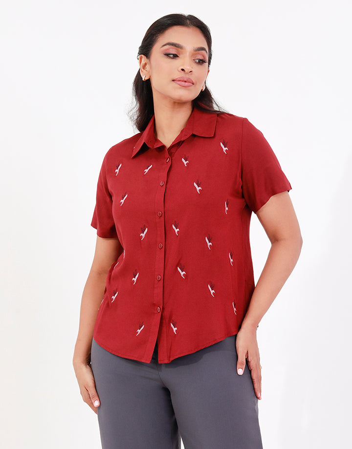 Short Sleeves Blouse with Embroidery