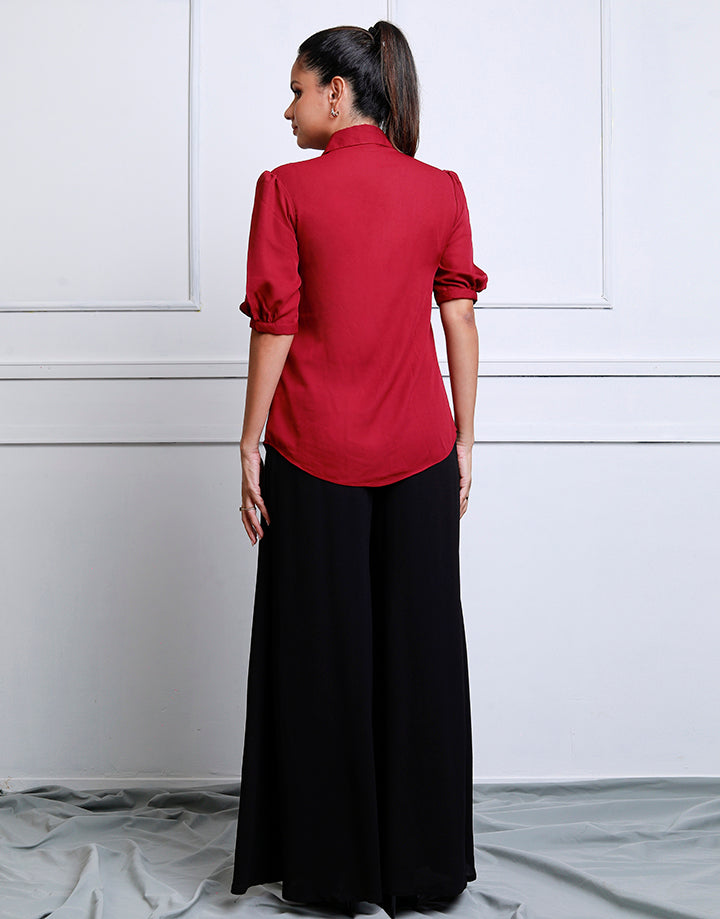 Short Sleeves Blouse with Pintucks