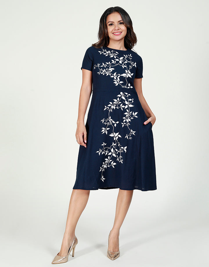 Short Sleeves Dress with Placement Print