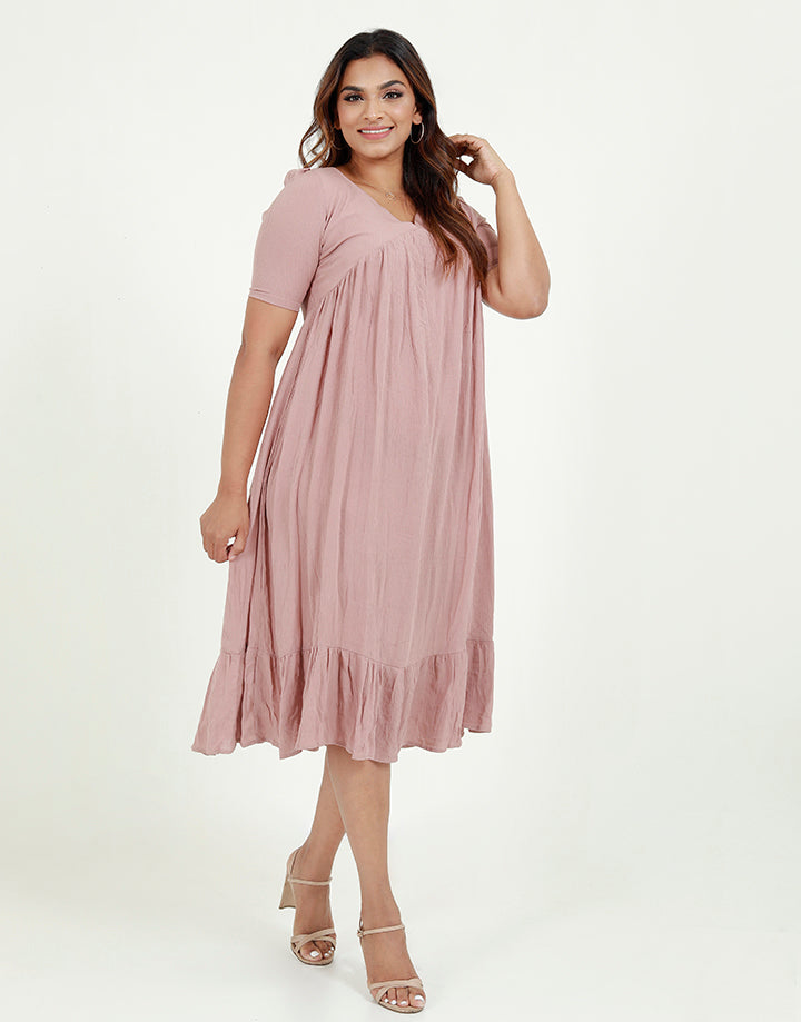 Short Sleeves Dress with Sweetheart Neck Line