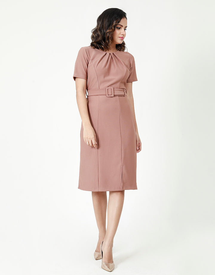 Short Sleeves Shift Dress with Princess Line