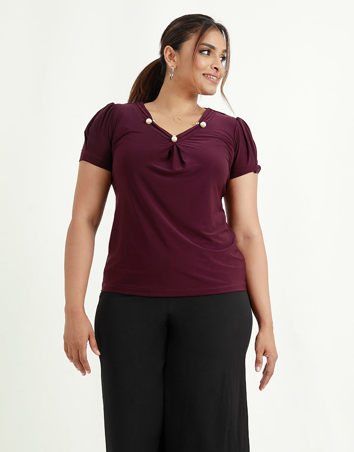 Short Sleeves Top with Embellishment