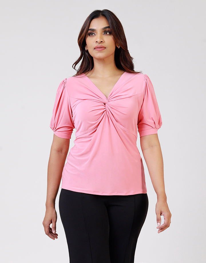 Short Sleeves Top with Front Knot