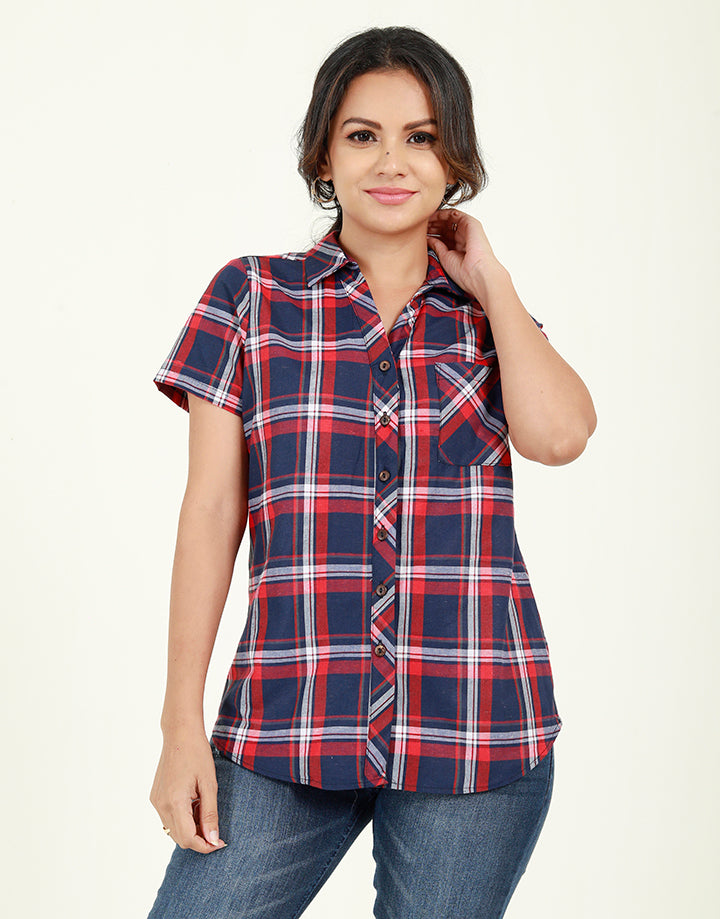 Short Sleeves Shirt in Checked Print