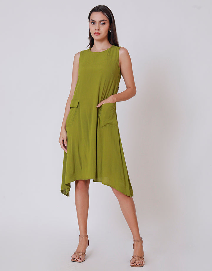 Sleeveless Pocket Detail Dress